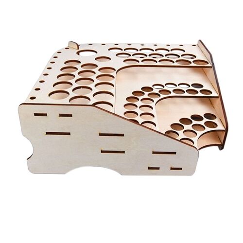 81 Trous En Bois Pigment Bouteille Stockage Organisateur Couleur Peinture Encre Brosse Support Support Modulaire Support École