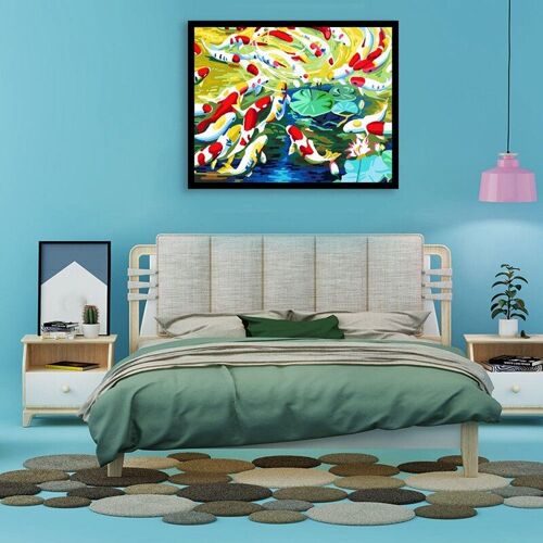 Facile-Animal Abstrait Peinture À L'huile Décoration Photo Bricolage Peinture Numérique Par Numéros Décor Mural Toile Peinture Poisson
