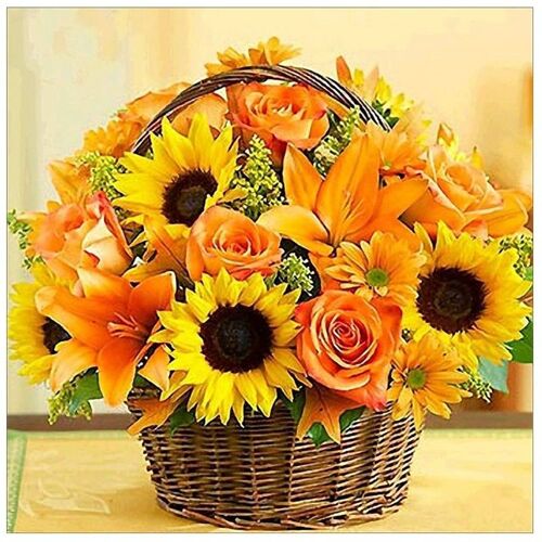 Facile-Diamant Peinture Diamant Art Tournesol Panier Broderie Point De Croix Ornements Arts Artisanat Toile Mur Décor