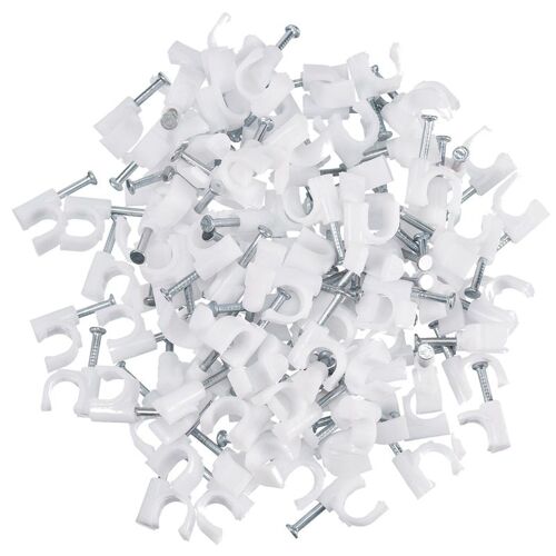 300 pièces de câble agrafes pince mur fil clou montage pour câble Ethernet Rg6 Rg59 Cat5 Cat6 Rj45 Tv câble 7Mm blanc