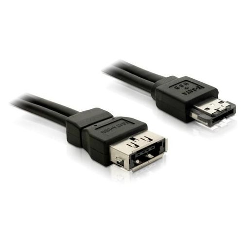 DeLOCK Power Over eSATA Extension cable male-female 1m câble SATA Noir