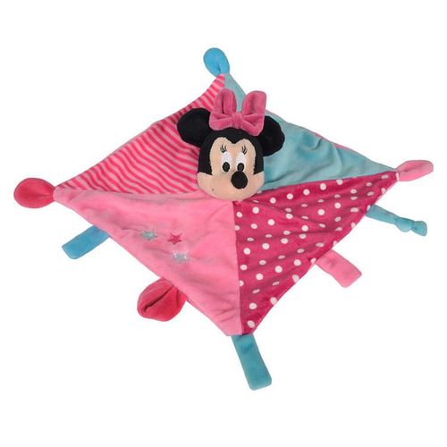 Doudou Minnie Simba Plat Rose Et Fuchsia Pois Blancs Etoiles Peluche Porte Tetine Sucette Jouet Schmusetuch Mouse Minnie Pink Comforter Baby Security Blanket Disney