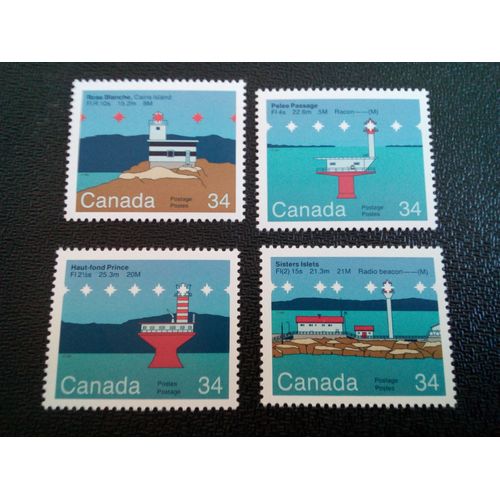 Timbre Canada Yt 932 A 935 Séries: Phares Canadiens 1985 ( 010904 )