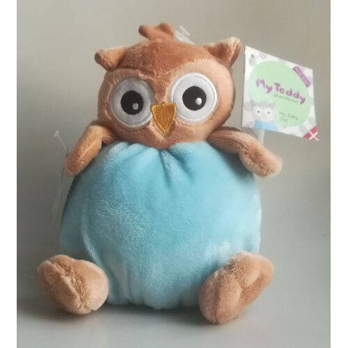 Doudou Peluche Avec Grelot Hibou Bleu