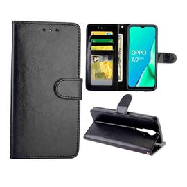 Flip Étui Pour Oppo A5 2020/Oppo A9 2020 Bicelle Cuir Pu Fermeture Magnétique Antichoc Titulaire De La Carte - Noir
