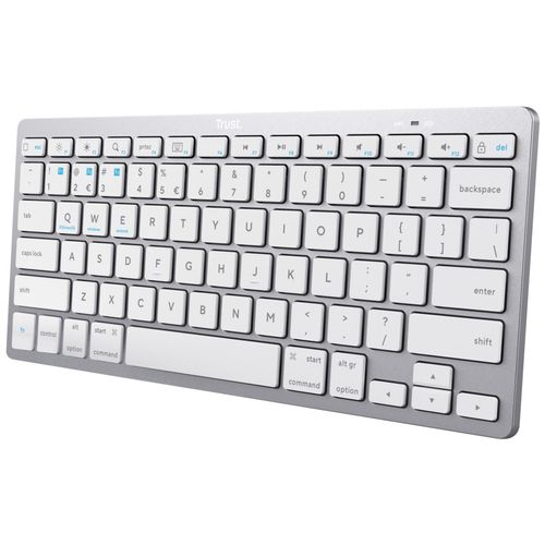Trust 24654 clavier Bureau Bluetooth QWERTY Espagnole Argent, Blanc
