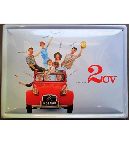 Plaque La Liberté En 2ch Citroen 7 Personnes 40x30cm Tole Deco Garage Emboutie Relief