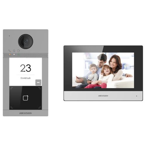 Hikvision DS-KIS604-S(C) système vidéophone 2 MP 7" Noir, Gris, Argent