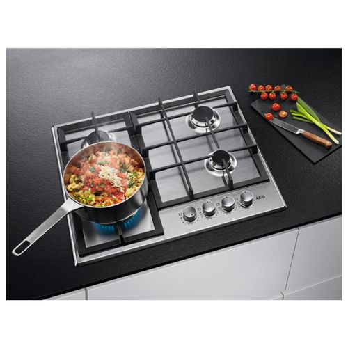 AEG HGB64400SM Argent Intégré 60 cm Gaz 4 zone(s)