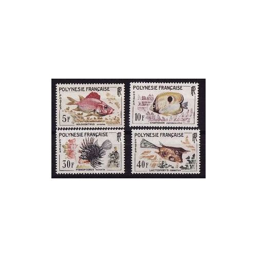Polynésie 1962: Y&t No. 18/21 - Poissons - Série De 4 Timbres Neufs** Sans Charnière