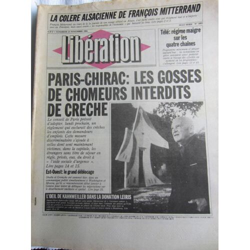 Libération 1092 Paris-Chirac : Les Gosses De Chômeurs Interdits De Crèche