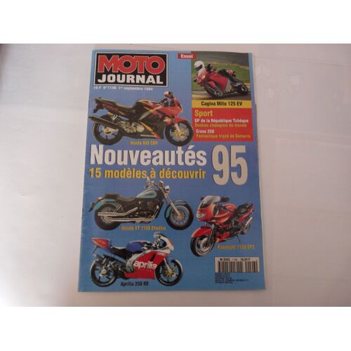 Moto Journal  N° 1146 : Honda 600 Cbr; Cagiva Mito 125 Ev;Honda Vt 1100 Shadow;Kawasaki 1100 Gpz; Aprilia 250n Rs