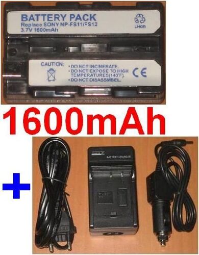 Chargeur + Batterie Pour SONY Cyber-shot DCR-PC2 **1600mAh**