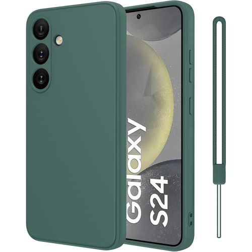 Coque Protection Caméra pour Samsung Galaxy S24 5G, Housse de Protection Silicone Antichoc, Mince, Douce, Vert