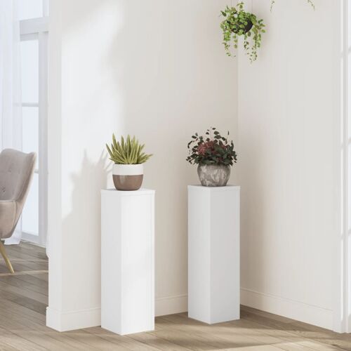 Vidaxl Supports Pour Plantes 2 Pcs Blanc 17x17x60 Cm Bois D'ingénierie