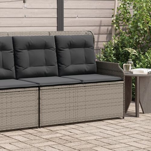 Vidaxl Banc Inclinable De Jardin Avec Coussins Gris Résine Tressée
