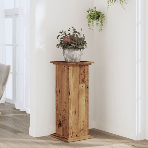 Vidaxl Support Pour Plantes Vieux Bois 33x33x80 Cm Bois D'ingénierie