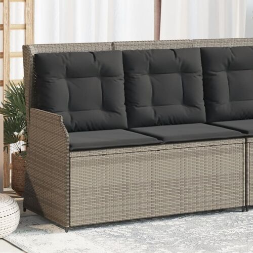 Vidaxl Banc Inclinable De Jardin Et Coussins Gris Clair Résine Tressée
