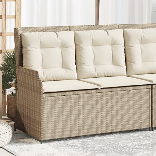 Vidaxl Banc Inclinable De Jardin Avec Coussins Beige Résine Tressée