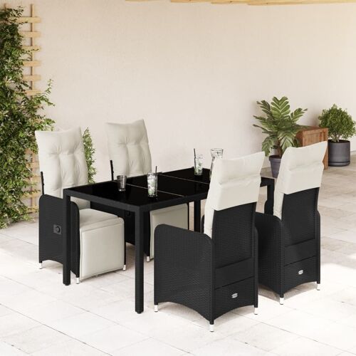 Vidaxl Ensemble De Bistro De Jardin 5 Pcs Coussins Noir Poly Rotin