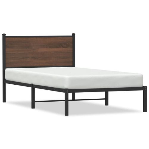 Vidaxl Cadre De Lit En Métal Sans Matelas Chêne Marron 100x190 Cm