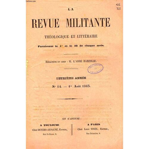 La Revue Militante, Theologique Et Litteraire, 2e Annee, N° 14, 1er Aout 1863