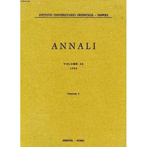 Istituto Universitario Orientale, Annali, Vol. 46, Fasc. 2