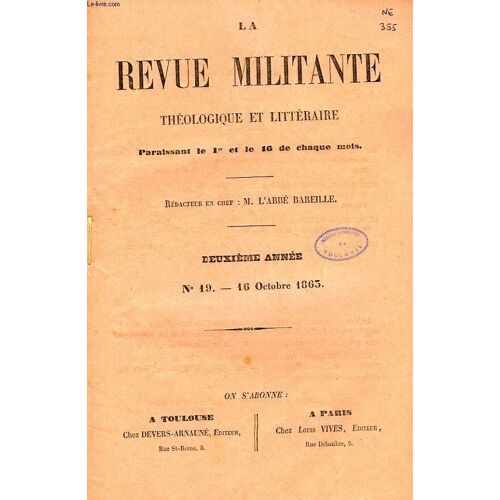 La Revue Militante, Theologique Et Litteraire, 2e Annee, N° 19, 16 Oct. 1863