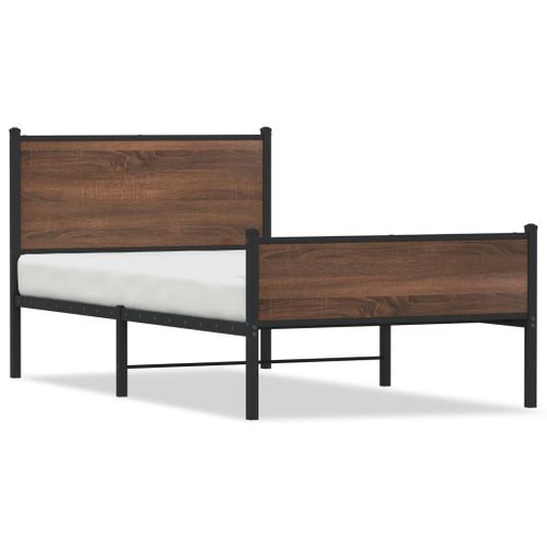Vidaxl Cadre De Lit En Métal Sans Matelas Chêne Marron 100x190 Cm