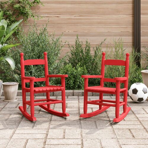 Vidaxl Chaises À Bascule Enfants Lot De 2 Rouge Bois Peuplier Massif