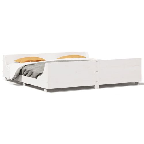 vidaXL Cadre de lit et tête de lit blanc 200x200 cm bois de pin massif