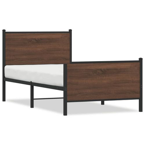 Vidaxl Cadre De Lit En Métal Sans Matelas Chêne Marron 100x190 Cm