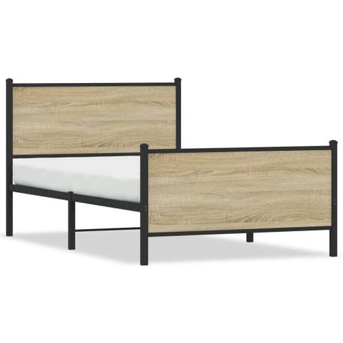 Vidaxl Cadre De Lit En Métal Sans Matelas Chêne Sonoma 100x190 Cm