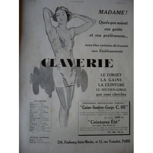Publicité Ancienne "Claverie" - 1934 - L'illustration