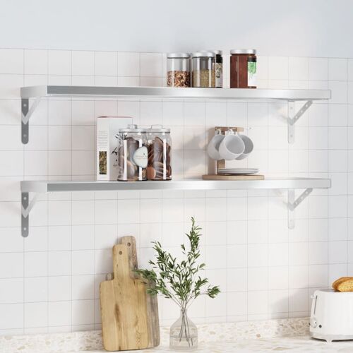 vidaXL Étagères murales 2 pcs 100x23,5x3 cm argenté acier inoxydable