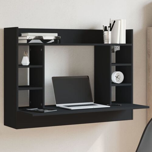vidaXL Bureau mural noir 105x48x75 cm bois d'ingénierie