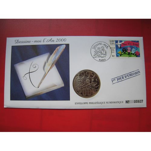 Enveloppe Philatélique - Numismatique - Dessine-Moi L'an 2000 - 1er Jour D'émission - Numérotée - Frappe 1999 An 2000