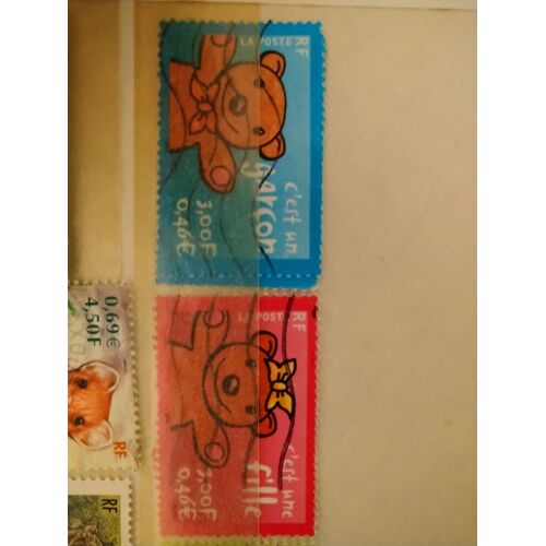 Timbre France 3377 3378 Timbres Pour Naissance 2001