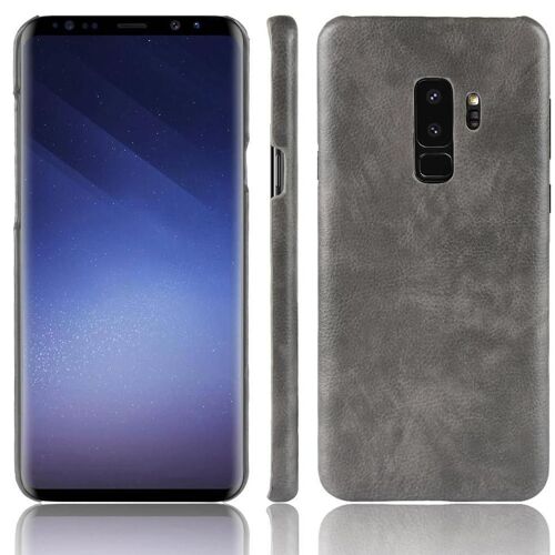 Rétro Étui Pour Samsung Galaxy S9 Plus Housse De Protection Compatibilité Modèle De Litchi Rétro Anti Éraflure - Gris