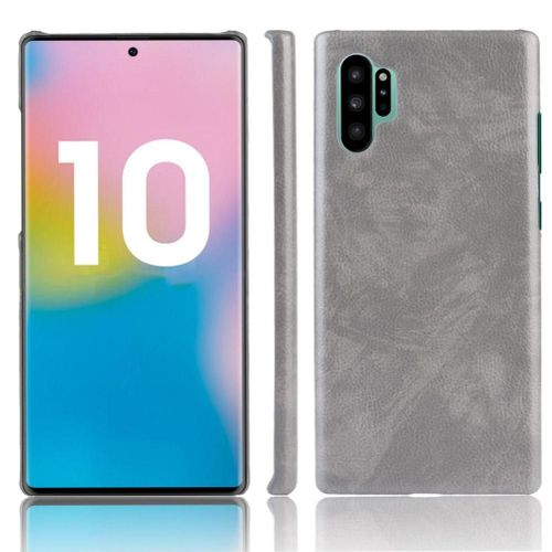Rétro Étui Pour Samsung Galaxy Note10 Plus 5g Modèle De Litchi Compatibilité Housse De Protection Anti Éraflure Rétro - Gris