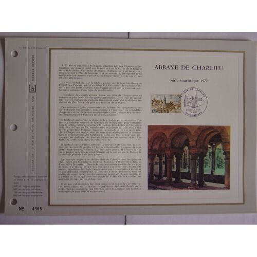 Fdc - Cef  De 1972 : Abbaye De Charlieu, Loire