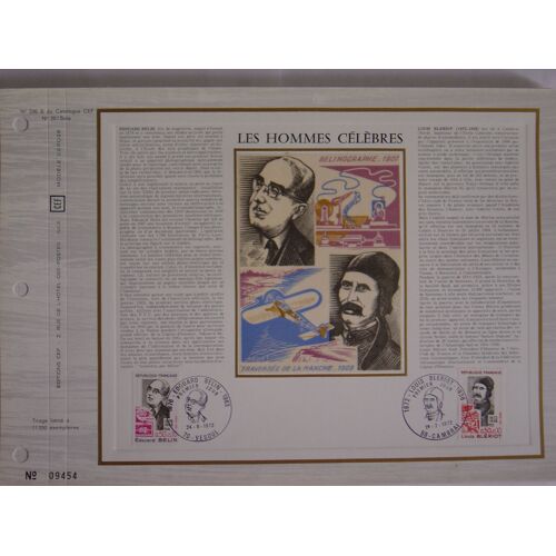 Feuillet Philatélique Cef 206 S Ou 20 Soie : Edouard Belin, Louis Blériot.