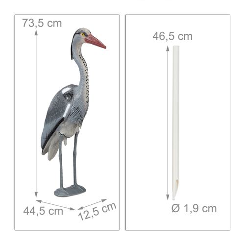 Relaxdays 10x Statues De Jardin Déco Héron Cendré Protection D?Étang Épouvantail Figurine