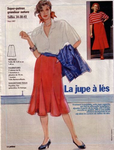 Super Patron De Couture Prima - Une Jupe À Lés - Tailles 34-38-42