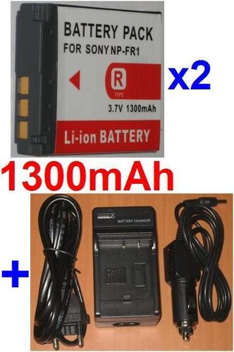 Chargeur + 2 Batteries Pour SONY NP-FR1 FR1 DSC-F DSC-P DSC-T DSC-V, **1300mAh**