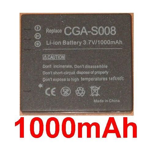 Batterie de remplacement CGA-S008 3.7V 1000mAh pour appareil photo Panasonic Lumix DMC