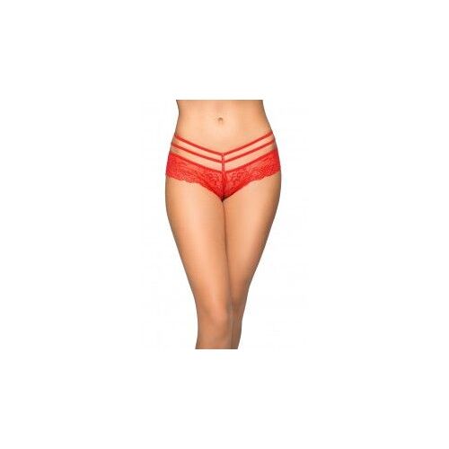 Shorty String Rouge Dentelle Ouvert Devant 2476 - Rouge - M/L
