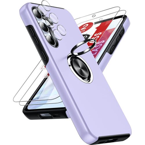 Coque Pour Samsung Galaxy A55 5g Avec 2 Verre Trempé Vitre Protection,2 Protection Camera Et Anneau Telephone Invisible,Militaire Pc Et Tpu Etui Antichoc Housse Pour Samsung A 55-Mauve