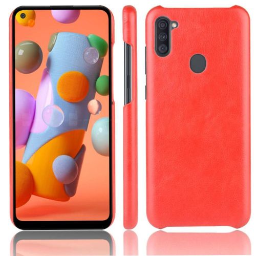 Rétro Étui Pour Samsung Galaxy M11 Rétro Compatibilité Housse De Protection Anti Éraflure Modèle De Litchi - Rouge