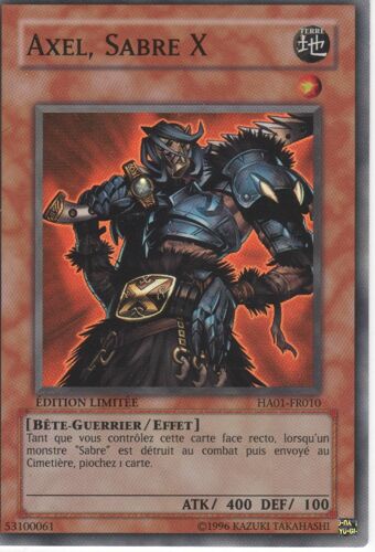 Carte Yu-Gi-Oh! "Axel, Sabre X" Super Rare Ha01-Fr010